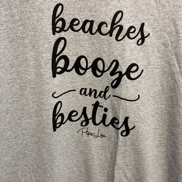 Port & Company "beaches booze and besties" Short Sleeve T-Shirt Size 3X - Picture 2 of 6